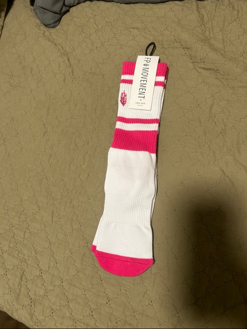 FP Movement by Free People White & Hot Pink Athletic Crew Socks